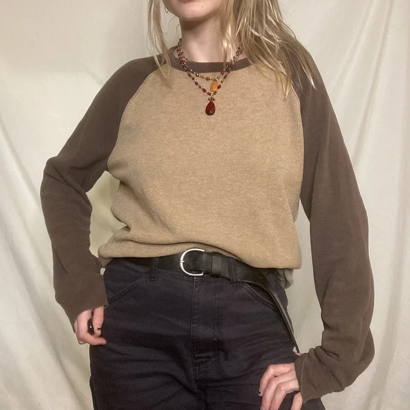 

European and American fashion clothing Y2K retro simple all-match vest hit color autumn and winter T-shirt base tops women 2021