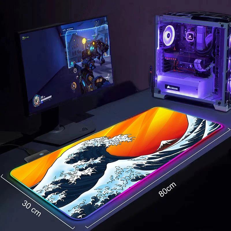 

Коврик для мыши, со светодиодной подсветкой, большой резиновый коврик для клавиатуры