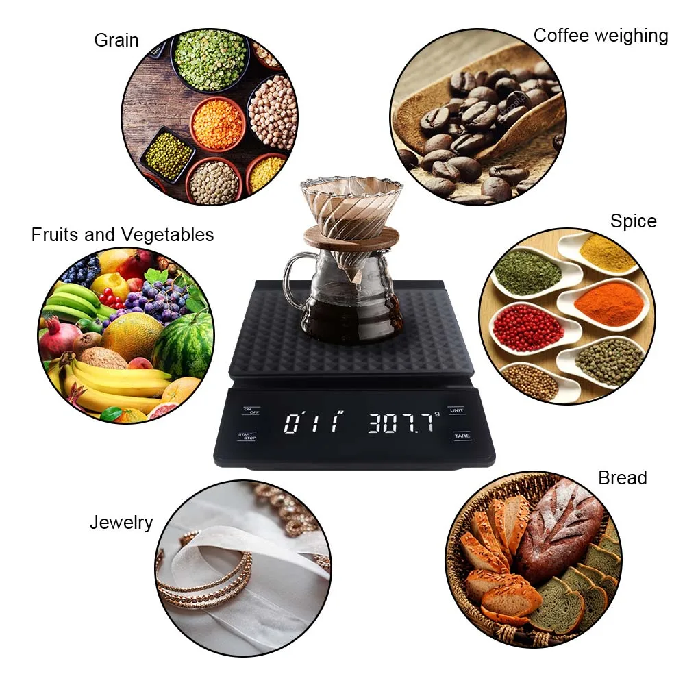 

LCD Display Kitchen Scales Electronic Scale 3KG/0.1g Weighing Balance For Jewelry Coffee Scale High Accuracy Measuring Tools