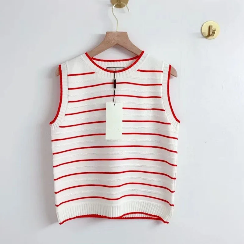 

2021 Summer Woman's Top Super-Short Tank Striped Sexy Short Shirt Knitting Cotton 2 Colors Hign Quality