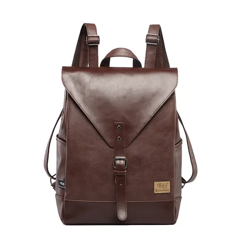 Винтажный кожаный мужской рюкзак для ноутбука, деловой дорожный школьный ранец с тремя коробками для мальчиков и колледжей, Повседневная маленькая сумка