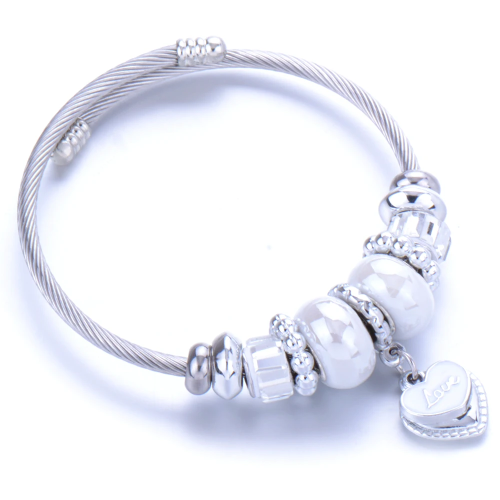 Женский браслет из нержавеющей стали 10 шт./лот на запястье с бусинами и