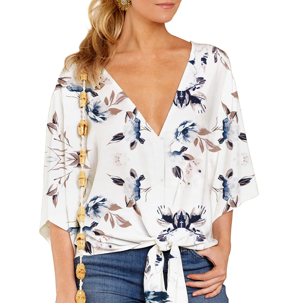 

Женская Туника 5XL размера плюс блузка рубашка с V-образным вырезом расклешенные рукава 3/4 с узким подолом винтажные праздничные весенне-Летн...