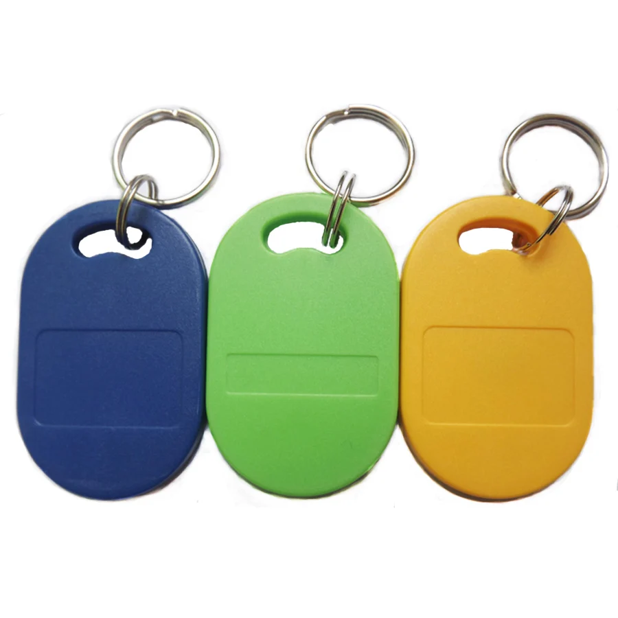 

100pcs RFID Key Fobs 13.56MHz Proximity ABS Key IC Tags Token Ring NFC 1k China Fudan S50 1K Chip Blue Yellow Green