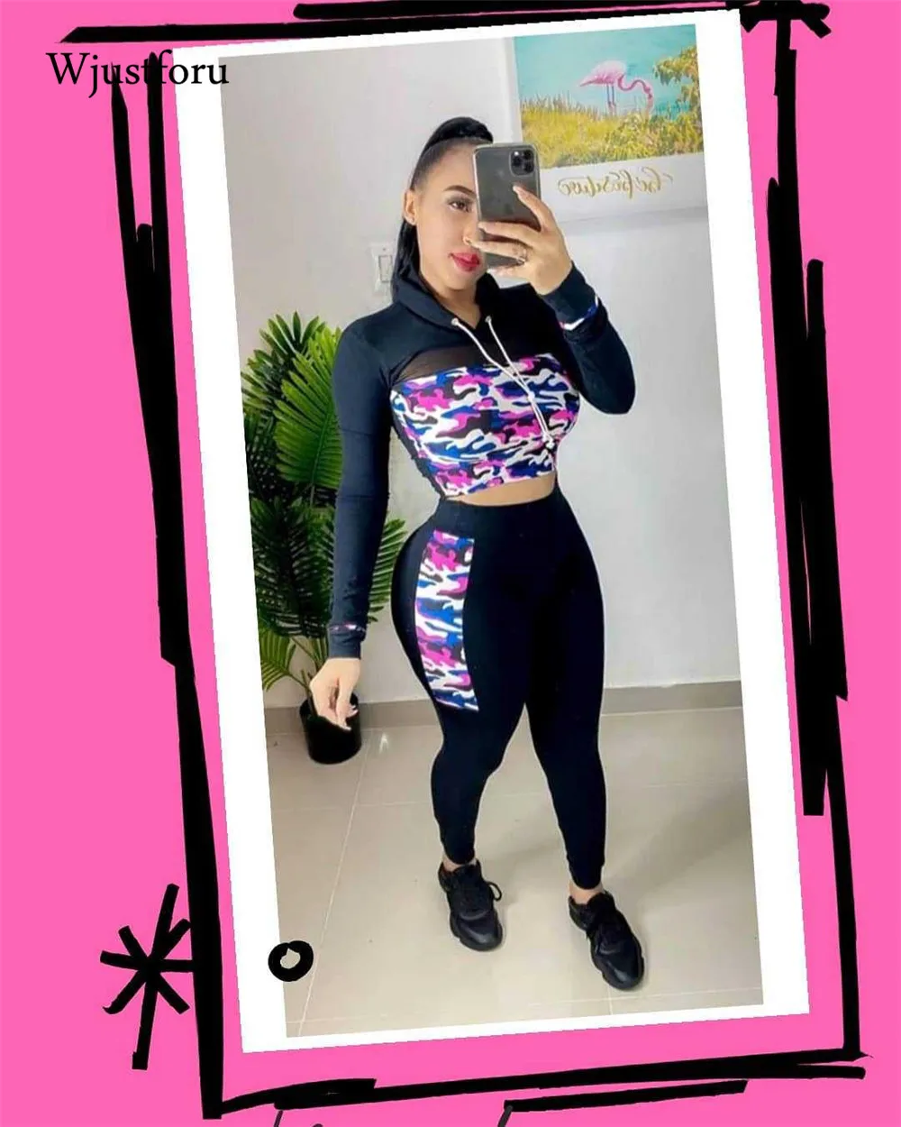 Комплект из двух предметов Wjustforu женская уличная одежда укороченный топ с