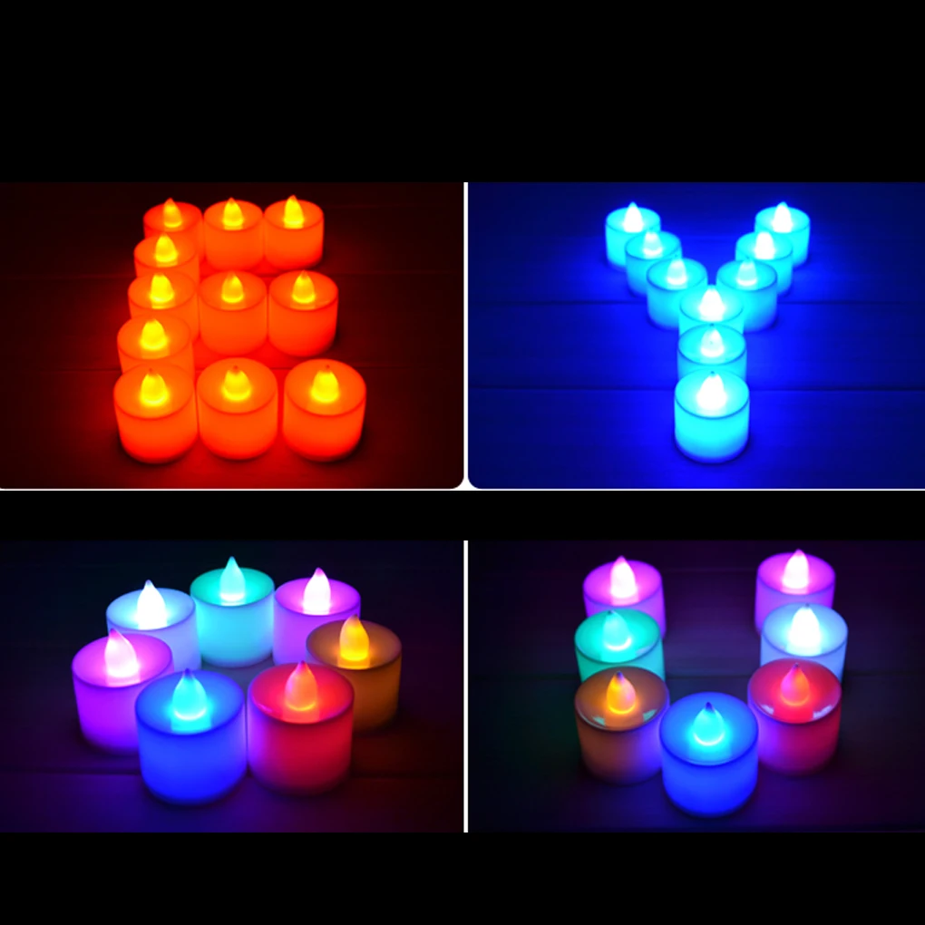 

2pcs LED Candle Multicolor Lamp Simulation Color Flame Flashing Tea Light Home Wedding Birthday Party Decoration candles
