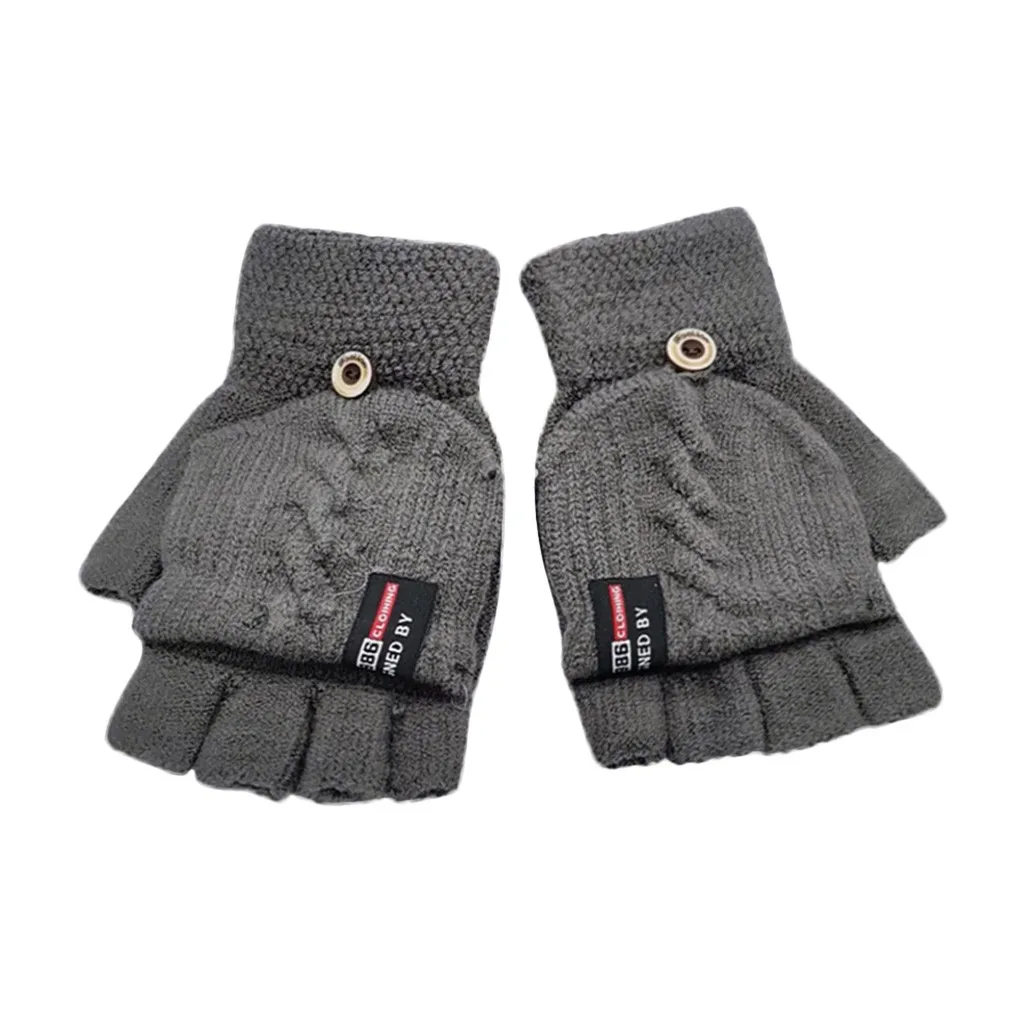 New Design Children Kids Winter Gloves Warm Solid Knitted Convertible Flip Top Fingerless Mittens Unisex Christmas Gift | Детская одежда