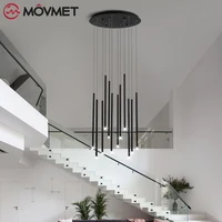 modern led chandelier lighting for living dining room long tube duplex rotating staircase adjustable large novelty hanging lamp