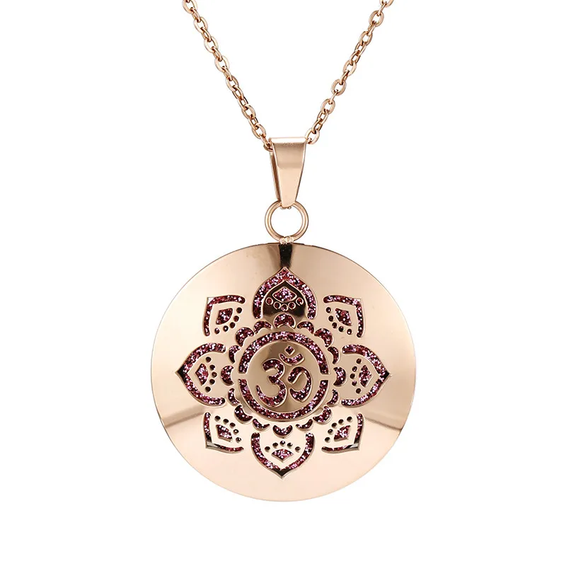 rose gold color 1 Розовое золото цвет эфирные масла диффузор кулон для женщин из нержавеющей стали полый ароматерапия диффузор духи ожерелье - Metal Color: rose gold color 1