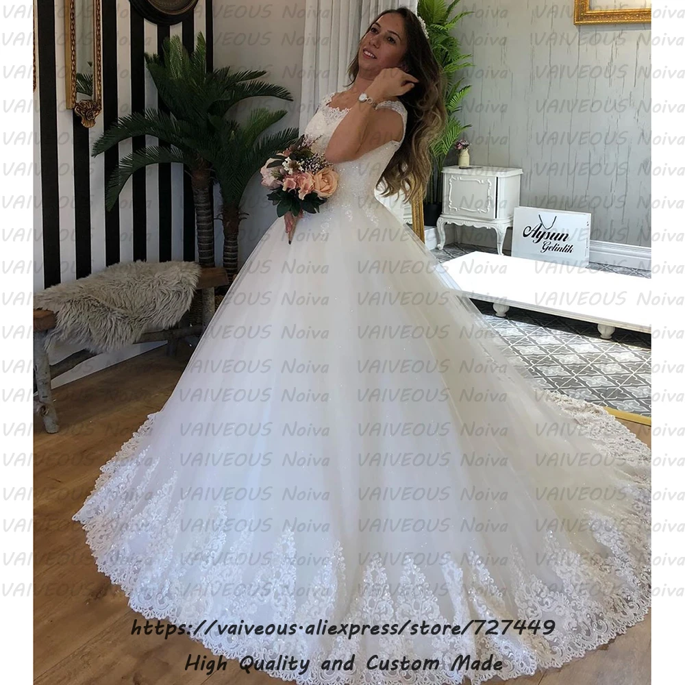 Vestidos De Boda, Новое поступление, платье для невесты, элегантное кружевное бальное платье с бисером, свадебные платья,, большие размеры, свадебное платье, robe mariee