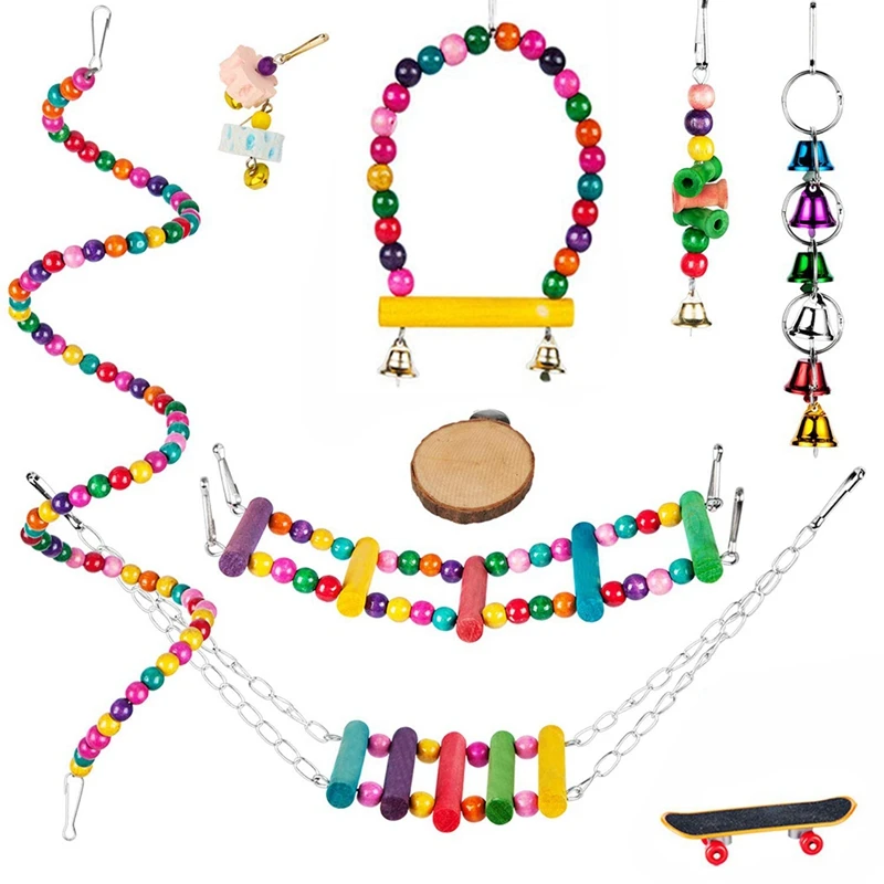 9 шт. Птица Попугай игрушки птица качели клетка для птиц гамак подвесной