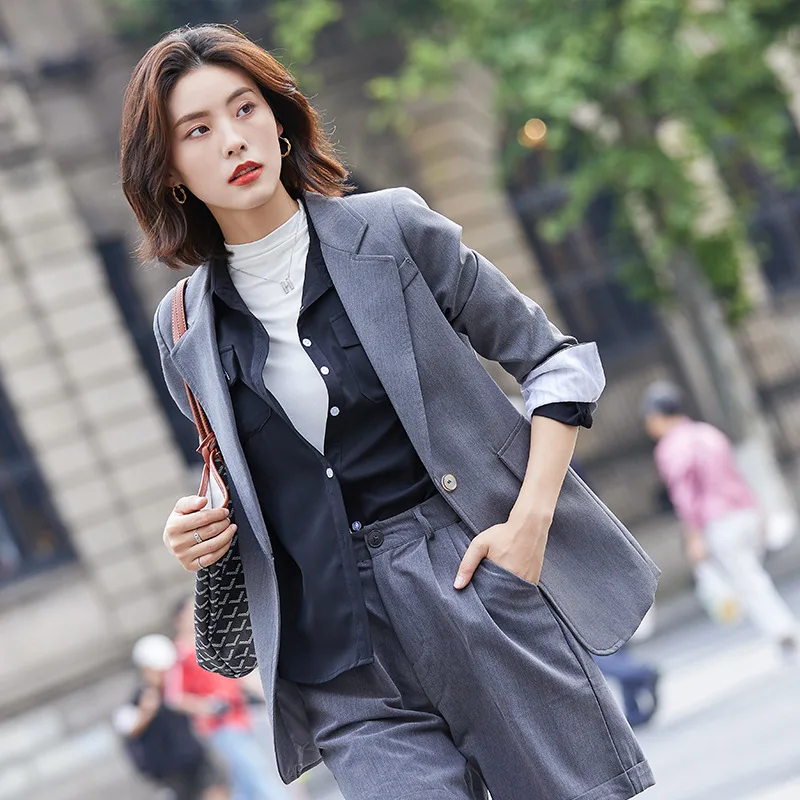 

Caramel-colored suit jacket polyester double breasted regular blazers coat long-sleeve notched collar