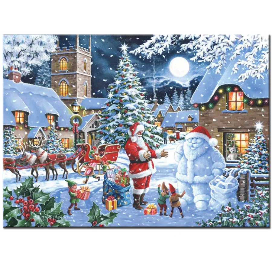

Santa claus snowman Diy Mosaic Diamond Painting Cross Stitch Full Square Round Drill 5D Rhinestone Embroidery Sale