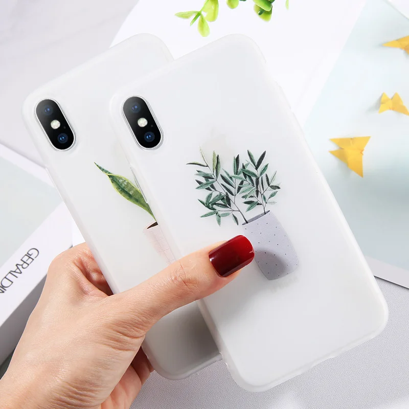 Чехол KJOEW для телефона с зелеными растениями в горшке iPhone X XS Max XR силиконовый