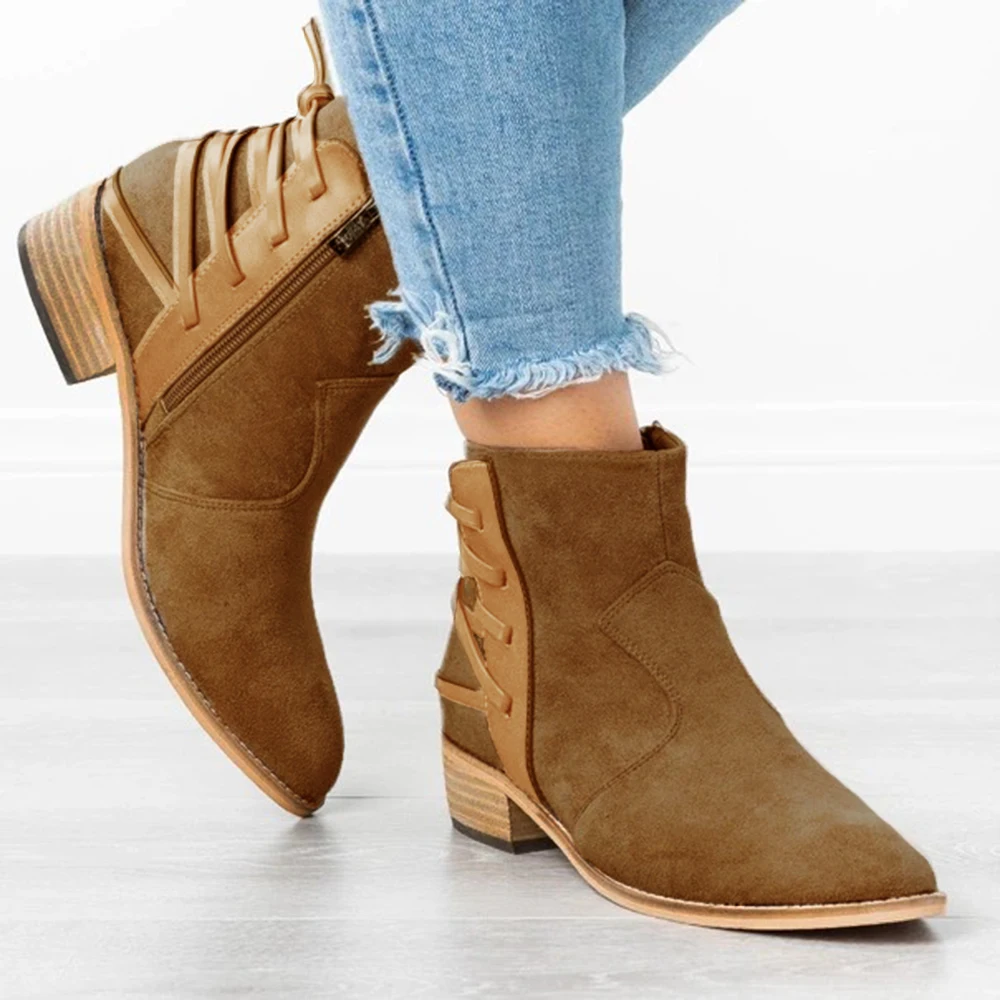 Женские ботильоны из искусственной замши зимние короткие ботинки в стиле ретро с