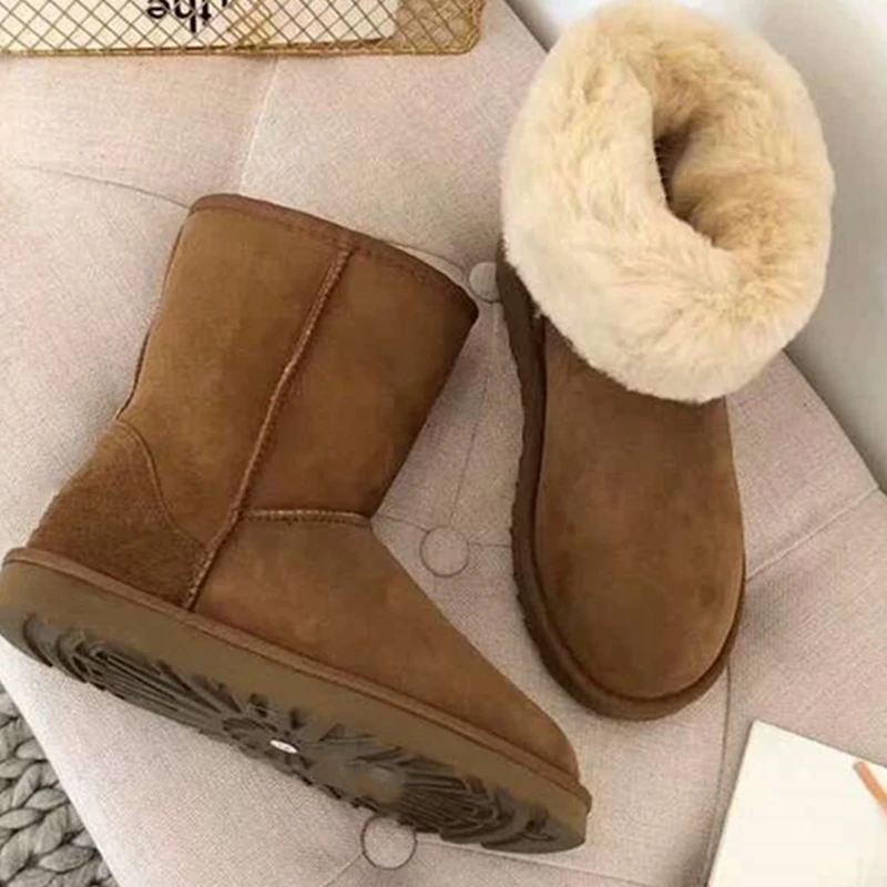 Зимние Удобные однотонные ботильоны на плоской подошве без застежки с круглым