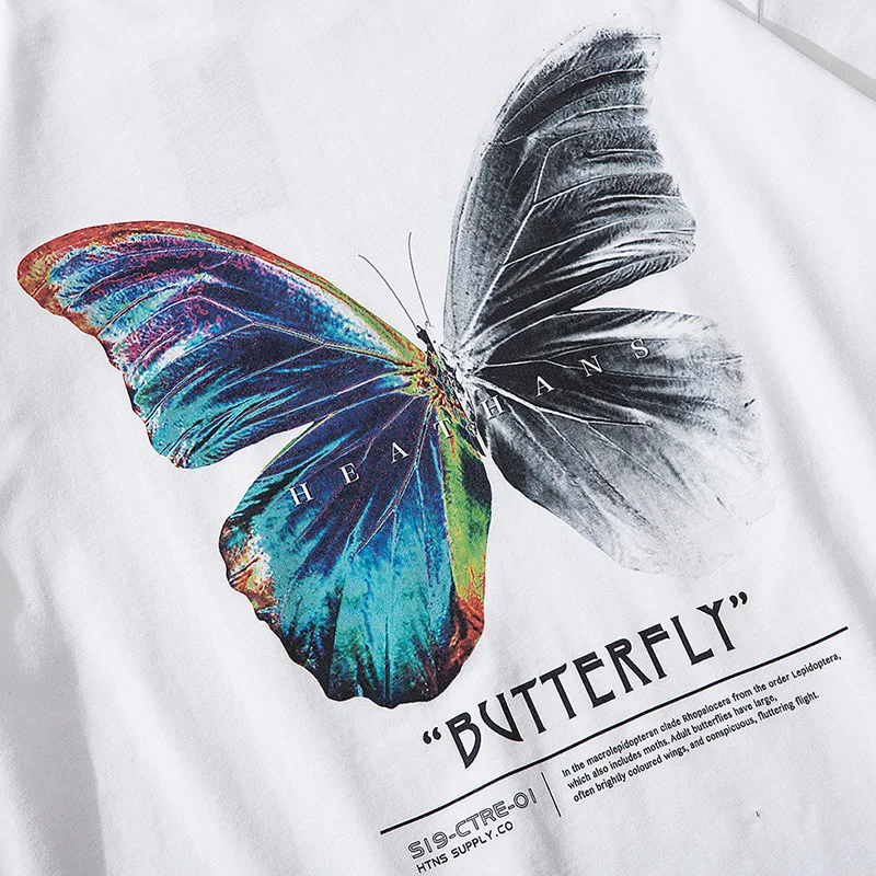 

Hip Hop Oversize T Shirt Men 2021 Streetwear Harajuku Color Butterfly Tshirt Short Sleeve Cotton Loose HipHop T-Shirt Plus Size