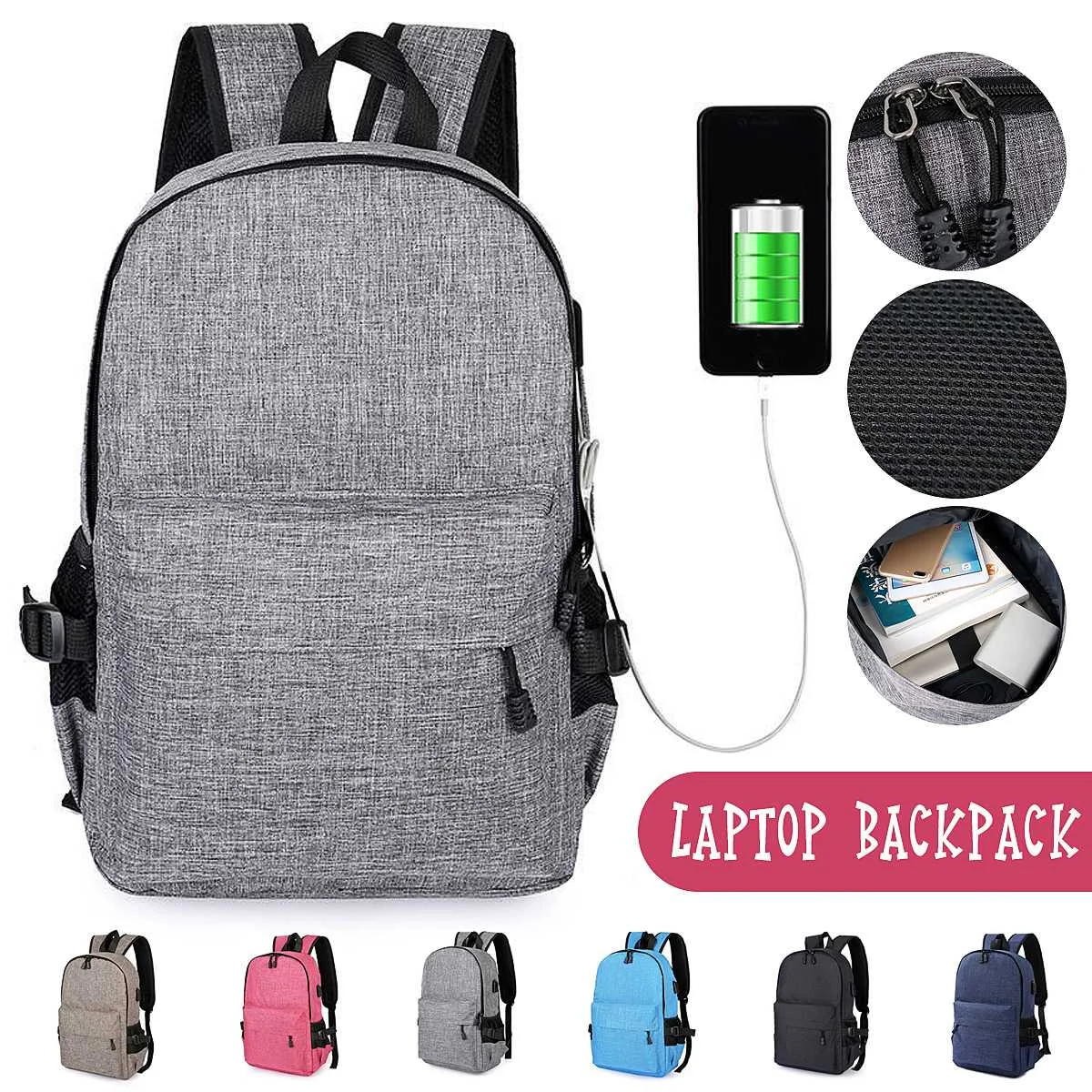 

Laptop Usb Backpack Men Female Rucksack Backpack Anti Theft 15.6Inch Laptop Student Backpacks Travel Bag Male Leisure Backpack