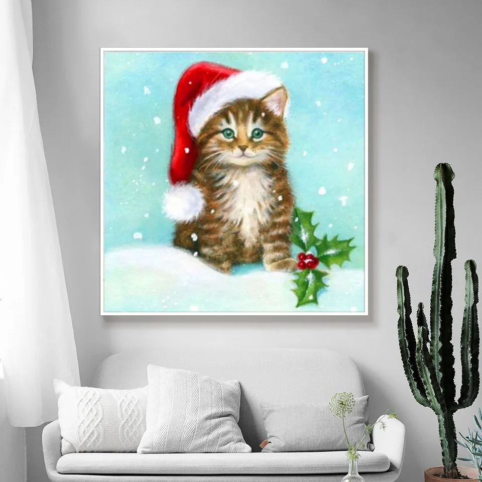 Алмазная мозаика 5D сделай сам картина коты и сапоги с круглыми стразами алмазная