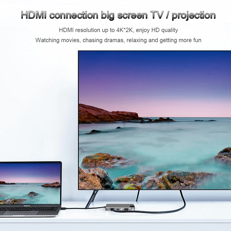 

Type C HUB To USB 3.0 HDMI 4K/SD/TF Card Reader/Charging Port/VGA/RJ45 3.5mm Adapter for MacBook Pro Type C Usb hub Splitter