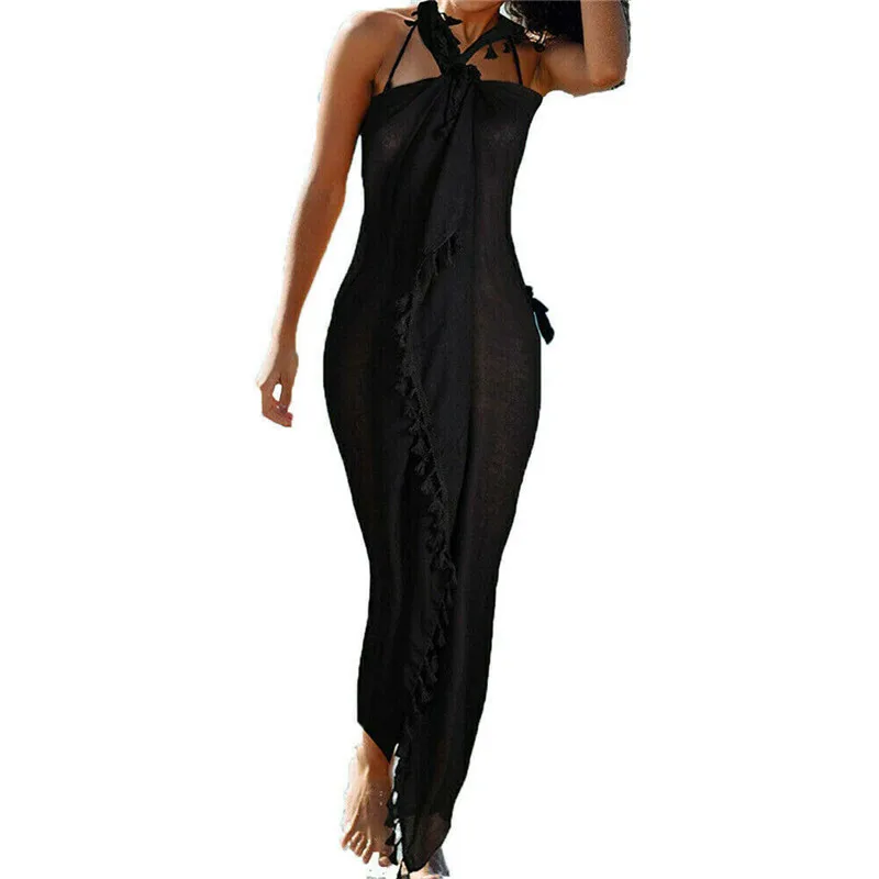 Модная женская одежда хлопковая Сексуальная Пляжная накидка бикини купальник с