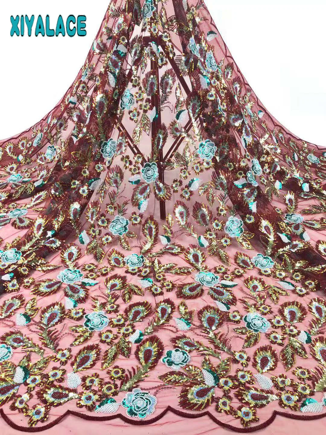 Уникальная кружевная ткань с блестками нигерийский кружевной материал