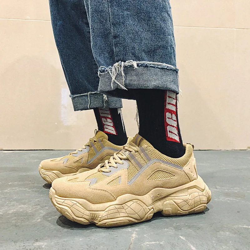 ADISPUTENT Men Chunky Sneakers Platform Thick Sole Casual Vulcanize Shoes Web Celebrity Dad Female Fashion Sneakers Designer