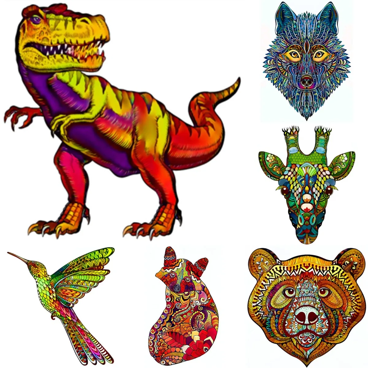 

Новый деревянный пазл-динозавр «сделай сам» уникальная форма кусочки Пазлы доска наборы для взрослых игрушки для детей рождественские под...