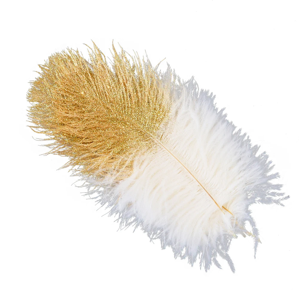 

10pcs Ostrich Feather 15-20cm Golden Yellow and White Feathers Wedding Accessories Fly Tying Materials