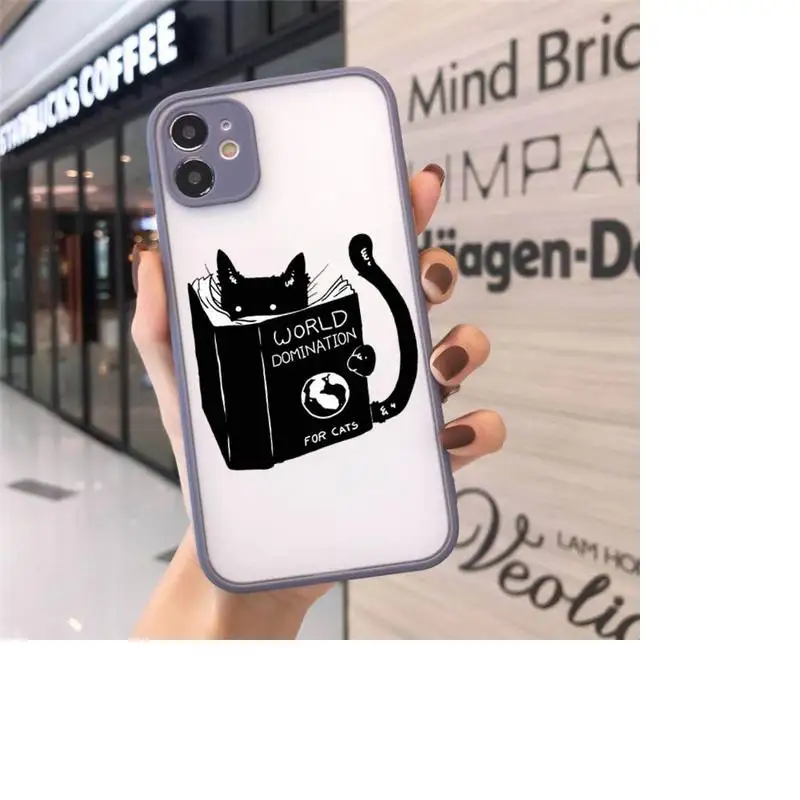 

Cartoon cute cat Phone Cases Matte For iPhone 12 Mini 11 Pro XR XS Max 7 8 Plus X Hard PC Back Cover