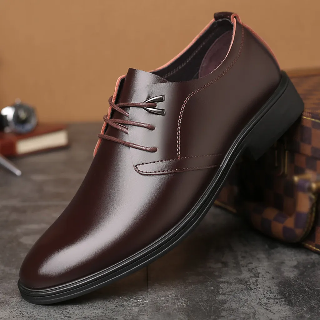 Туфли мужские деловые классические на шнуровке кожа удобные плоская подошва
