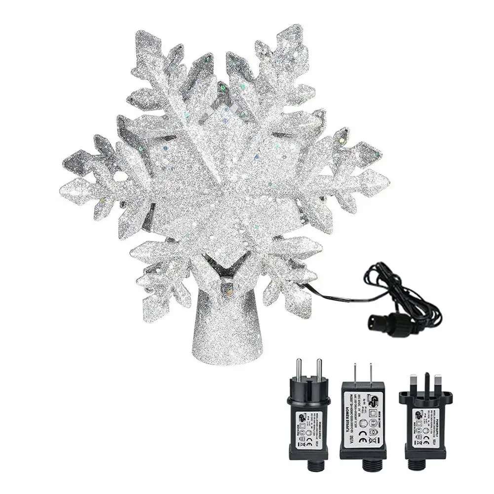 

LED Christmas Tree Topper Star,3D Top Light Projection Lamp LED Snowstorm Snow Stripe Laser Projector Light Christmas Tree Decor