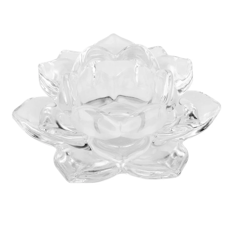 Прозрачных Lotus подсвечник из Стекло держателя для свечи Tealight |
