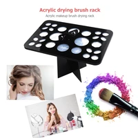 26 hole makeup brush drying holder acrylic nail art pens brushes organizer cosmetic brush dryer stand storage rack