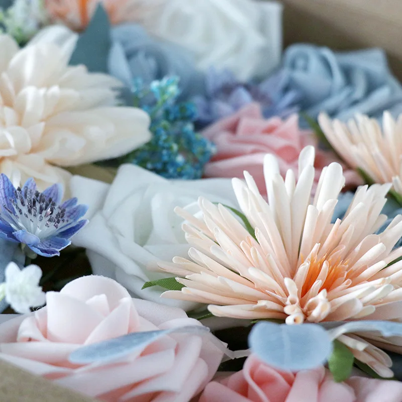 Ramo rom&aacute;ntico de boda, ramos de novia, ramo de dama de honor, flores artificiales, fiesta de boda, D&iacute;a de San Valent&iacute;n, Iglesia-2