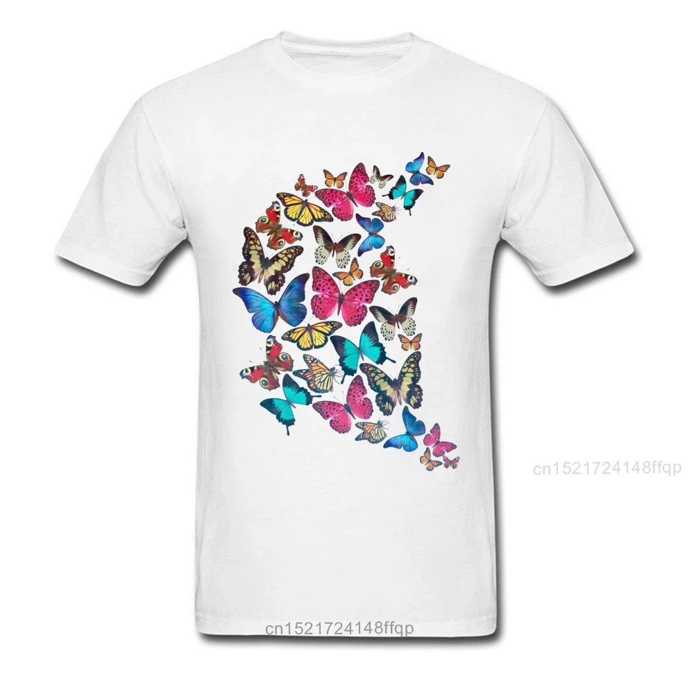 Футболка с принтом бабочек для мужчин черные футболки из хлопчатобумажной ткани