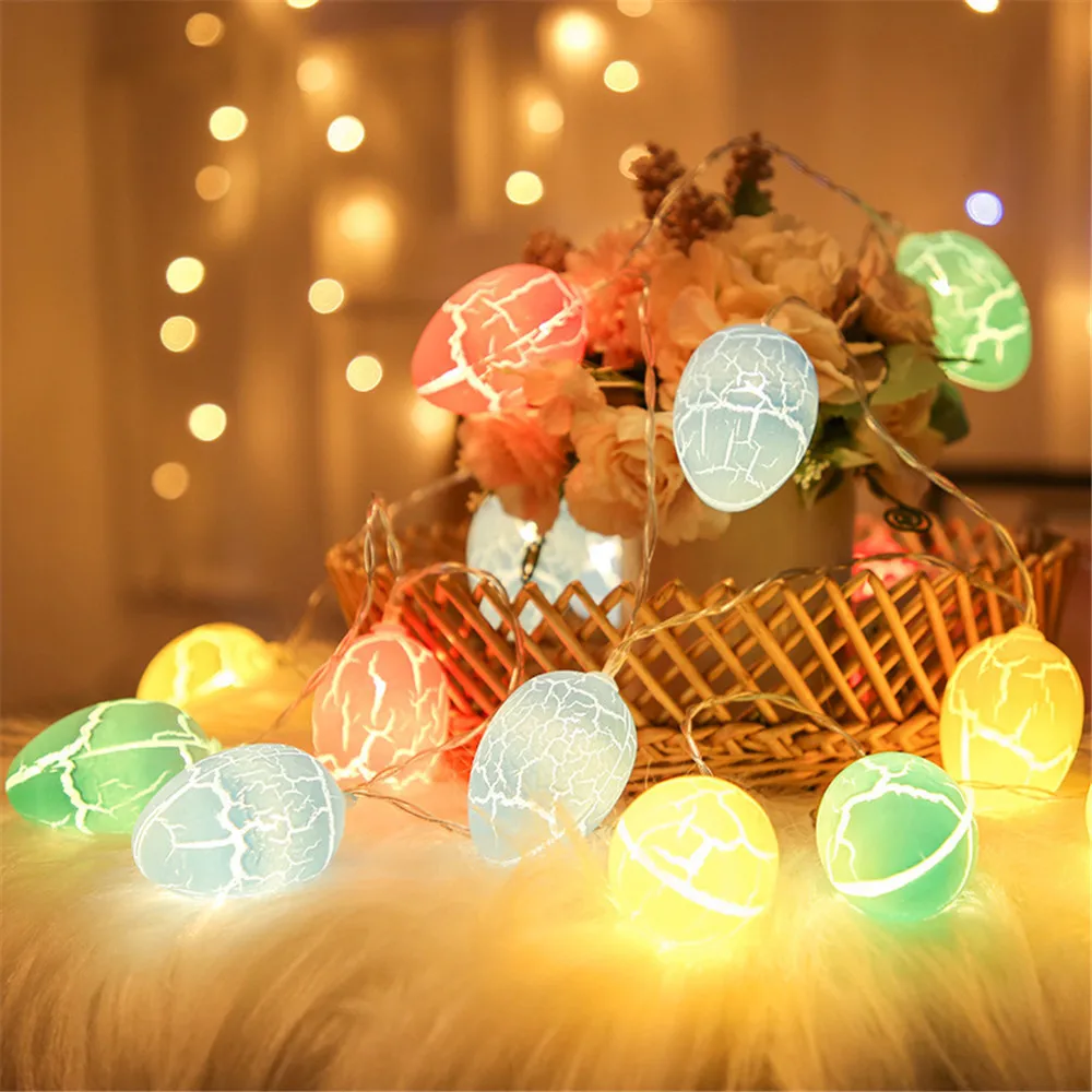 

10 20 LED Easter Cracked Broken Egg String Light Easter Bunny Fairy String Lights Wedding Party Ornament Garland Home Decoration