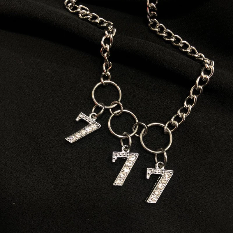 777 letter choker Высокая уличная мода для женщин 222 ожерелье-ошейник с буквами Harajuku стиль для девушек хип-хоп панк серебряное ожерелье s шикарная цепочка Ожерелье - Окраска металла: 777 letter choker