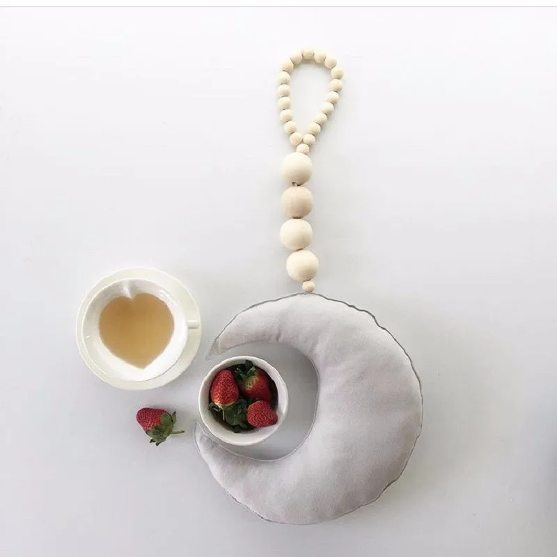 INS в скандинавском стиле деревянные бусины орнамент форме Луны украшение для