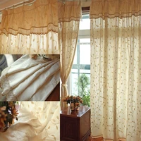 pastoral linen embroidery curtains with valance and tassels rural romantic cotton yarn hand crochet cortinas window deco fabrics