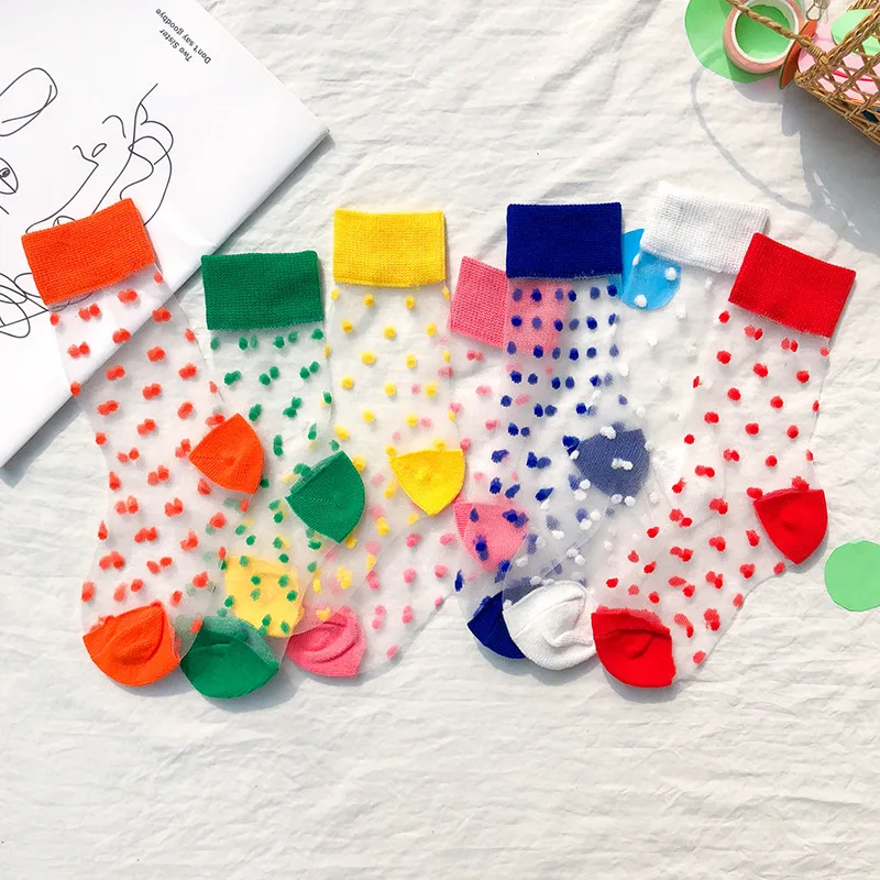 

Весенне-летние новые детские носки тонкие дышащие шелковые носки с изображением волн и карт носки с кристаллами