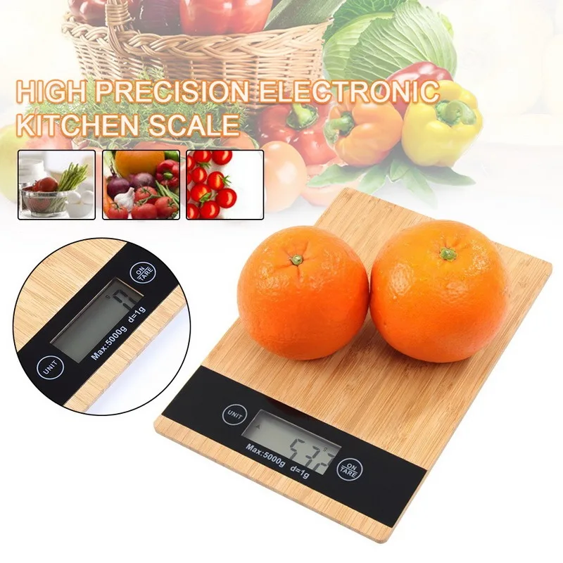

Kitchen Scale Bamboo LED Display Electric Kitchen Weighing Scale Food Diet Weight Balance Wood Scale Cooking Scale Food Scale