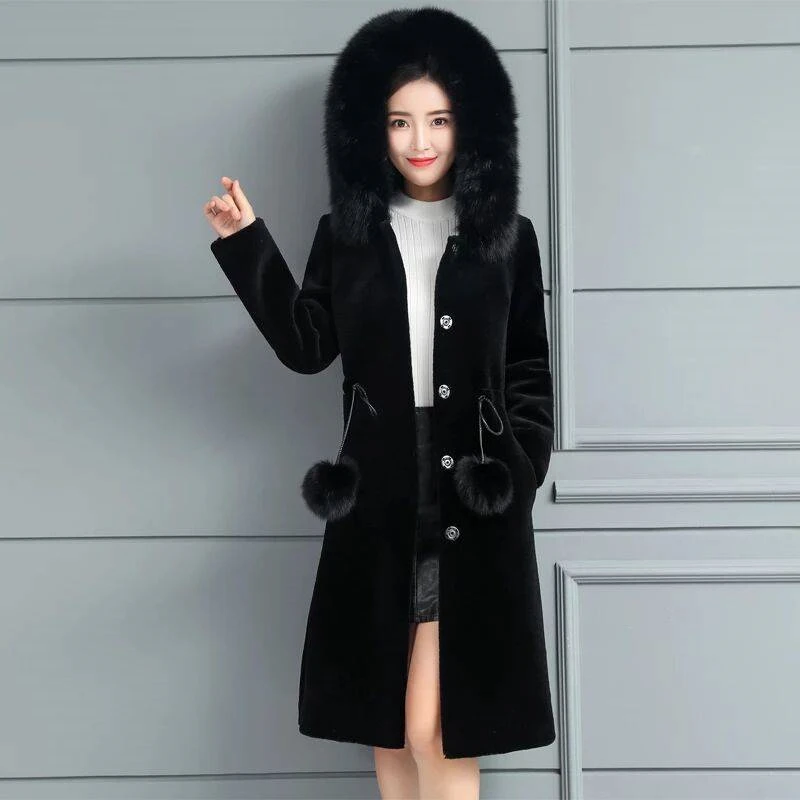 Winter Women High Quality Faux Rabbit Fur Coat Long Fur Coat Loose Lapel OverCoat Thick Warm Female Plush Coats T584