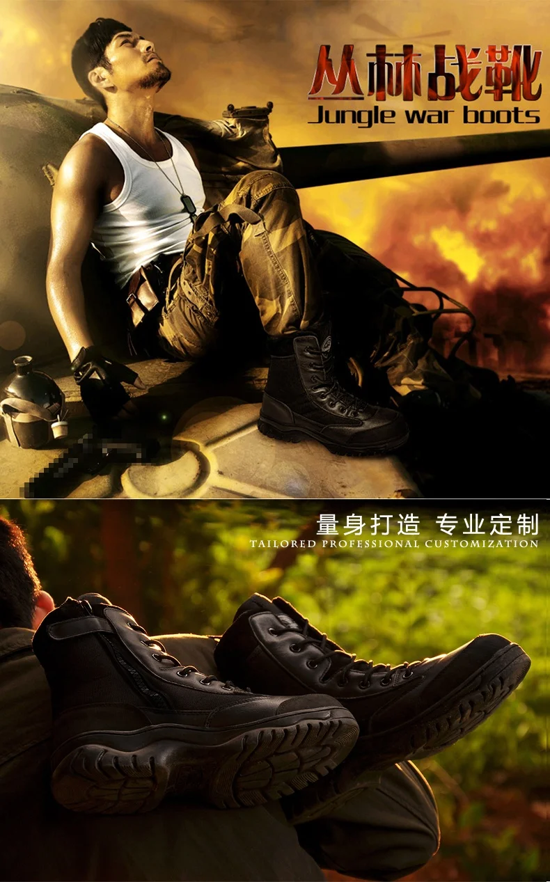 Unisex High Top Military Tactical Boots Men Leather Outdoor Waterproof Hunting Boots Women High Quality Camo Desert Magnum Boots