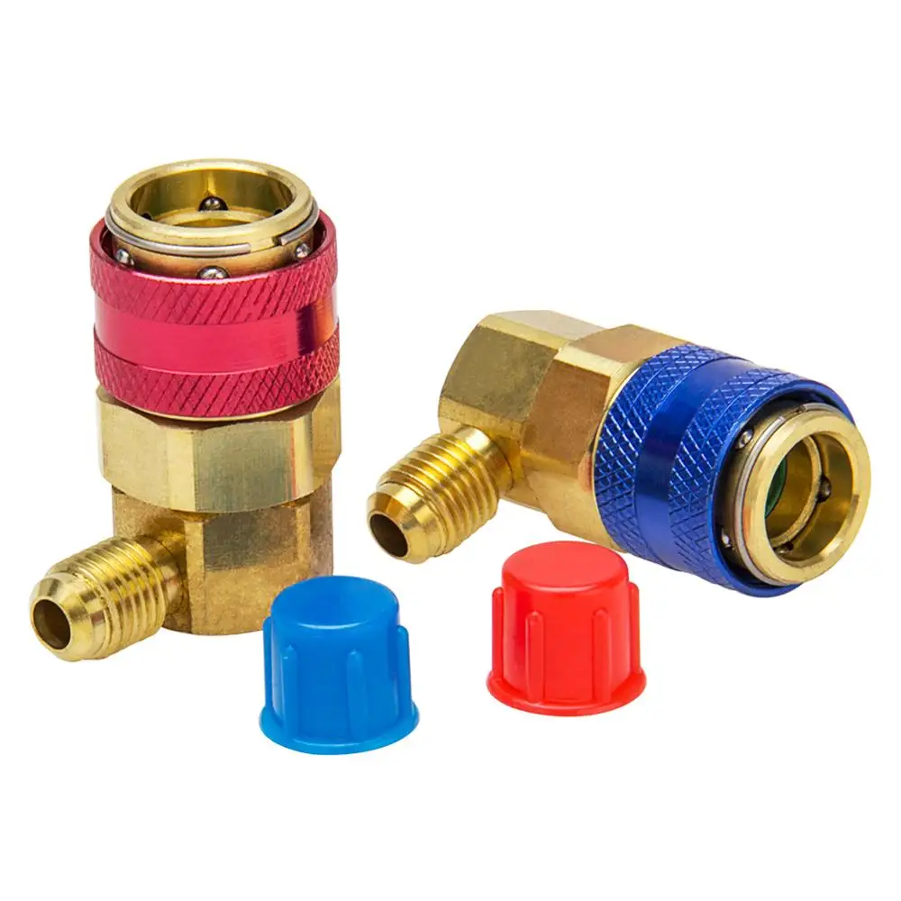 

Set Of High Quality AC Manifold Gauge R134a Hose Conversion Quick High&Low Adapter Fitting Coupler L connector