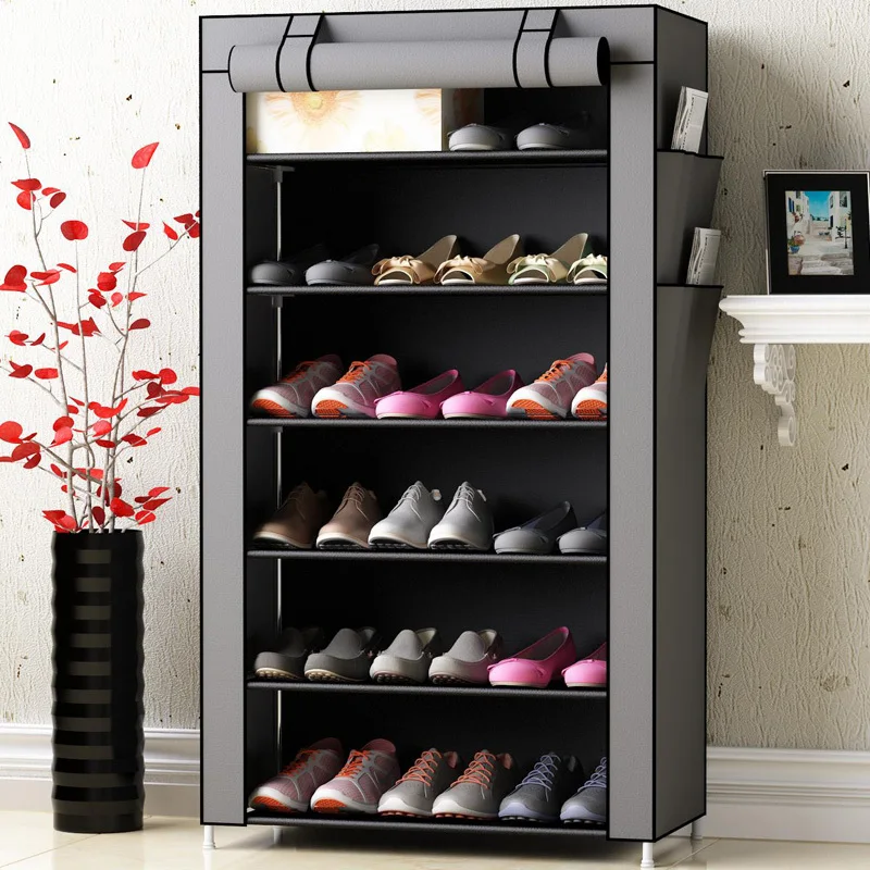 

Nonwoven Shoe Cabinets Reinforced Steel Tube Home Assembled Furniture Shoe Organizer Rack Space Saver Fashion Shoe Cabinet