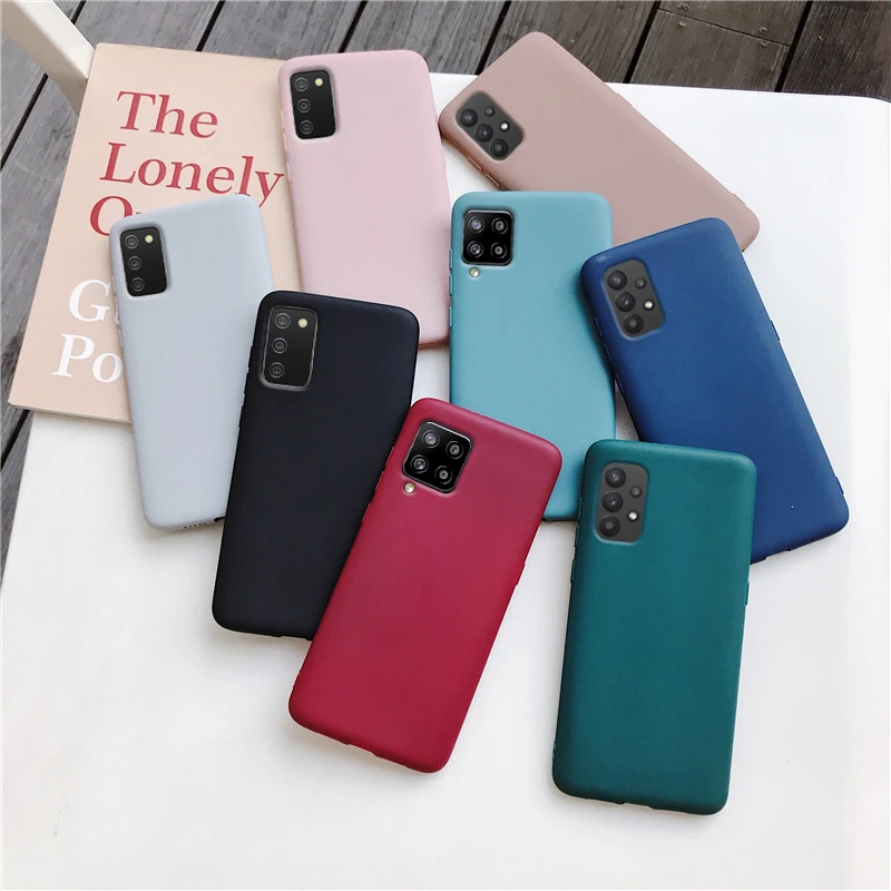 candy color silicone phone case for samsung galaxy a12 a42 a52 a72 a32 5g m02s a02s m31s matte soft tpu back cover fundas coque free global shipping