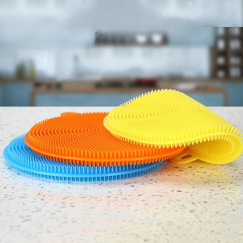 

6pcsSilicone Cleaning Brushes Soft Dish Bowl Pot Pan Cleaning Sponges Scouring Pads Cooking Cleaning Tool Kitchen Accessories