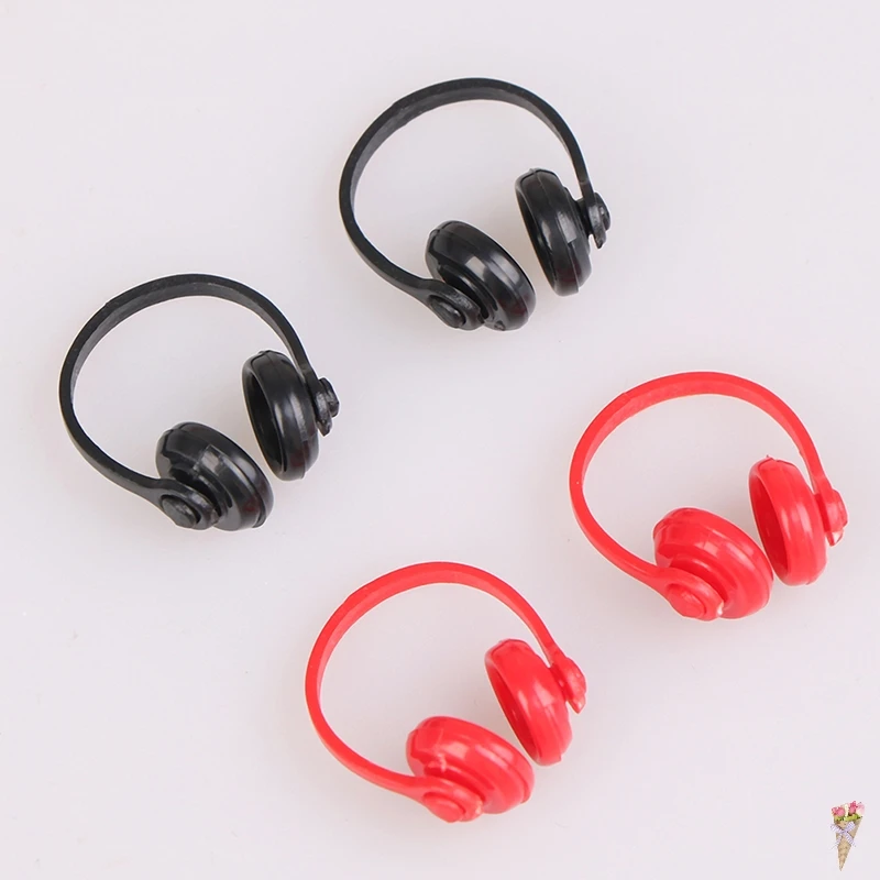 

2Pcs 1/12 Headphone Doll House Decor Classic Toys For Child Kids Gift Dollhouse Miniatures Plastic Wireless Earphone 2Colors