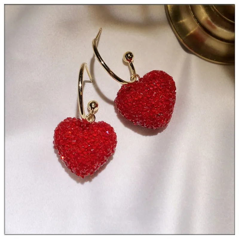 Женские серьги-подвески из серебра 925 пробы с сердечком и фианитом | Украшения